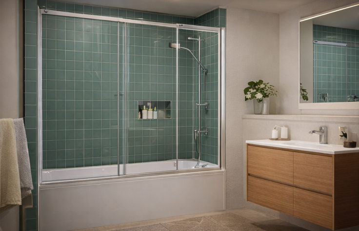 Mampara de baño con vidrio templado